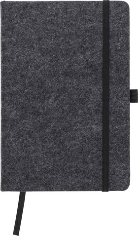 Notizbuch Harper | Recycelter Filz | A5 | Liniert – dunkelgrau bedrucken, Art.-Nr. 491999999_970941