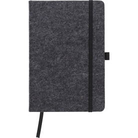 Notizbuch Harper | Recycelter Filz | A5 | Liniert – dunkelgrau bedrucken, Art.-Nr. 491999999_970941