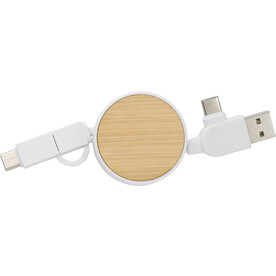 Ladekabel Jared | 3-in-1 | Ausziehbar – Weiß bedrucken, Art.-Nr. 002999999_976586