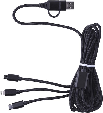 Nylon-Ladekabel Sable – Schwarz bedrucken, Art.-Nr. 001999999_979760