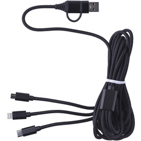 Nylon-Ladekabel Sable – Schwarz bedrucken, Art.-Nr. 001999999_979760