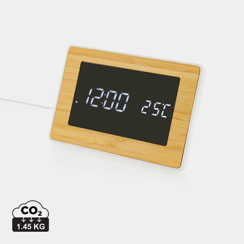 Utah LED-Uhr aus RCS rKunststoff & Bambus braun bedrucken, Art.-Nr. P279.319 Utah LED-Uhr aus RCS rKunststoff & Bambus braun bedrucken, Art.-Nr. P279.319