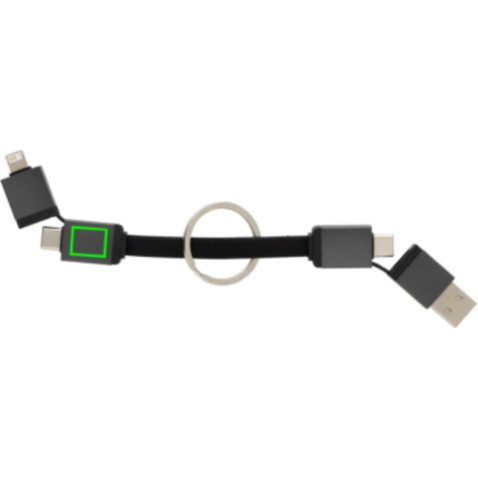 Terra 4-in-1 Schnellladekabel für den Schlüsselbund aus rAlu grau bedrucken, Art.-Nr. P302.7602 Terra 4-in-1 Schnellladekabel für den Schlüsselbund aus rAlu grau bedrucken, Art.-Nr. P302.7602