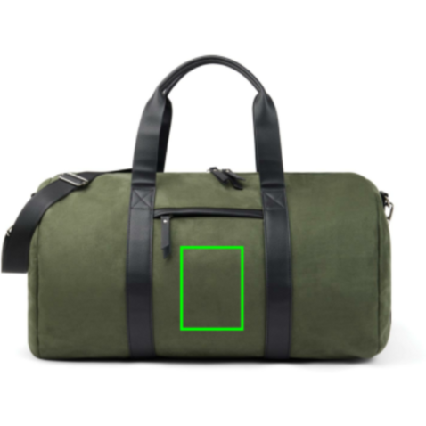 VINGA Marlow Wochenendtasche RCS aus recyceltem Polyester grün, schwarz bedrucken, Art.-Nr. V7070109 VINGA Marlow Wochenendtasche RCS aus recyceltem Polyester grün, schwarz bedrucken, Art.-Nr. V7070109