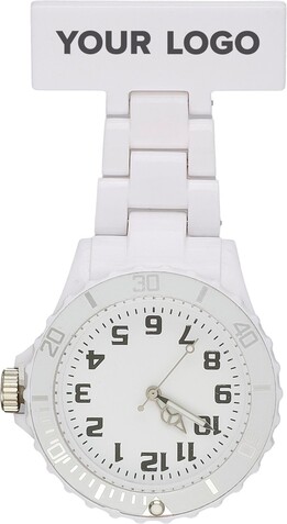 Krankenschwester-Uhr aus Kunststoff Simone – Weiß bedrucken, Art.-Nr. 002999999_1116