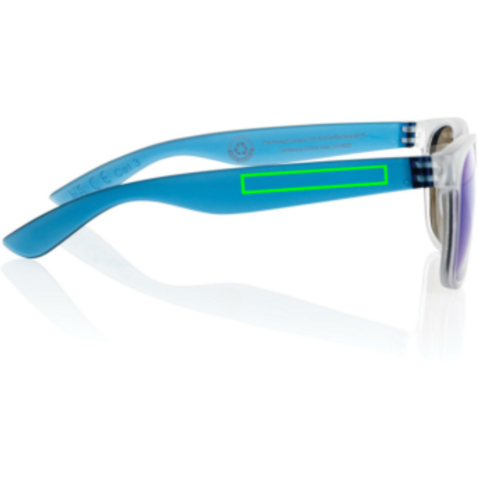 Gleam Sonnenbrille aus RCS rec. PC mit verspiegelten Gläsern blau, weiß bedrucken, Art.-Nr. P453.8705 Gleam Sonnenbrille aus RCS rec. PC mit verspiegelten Gläsern blau, weiß bedrucken, Art.-Nr. P453.8705