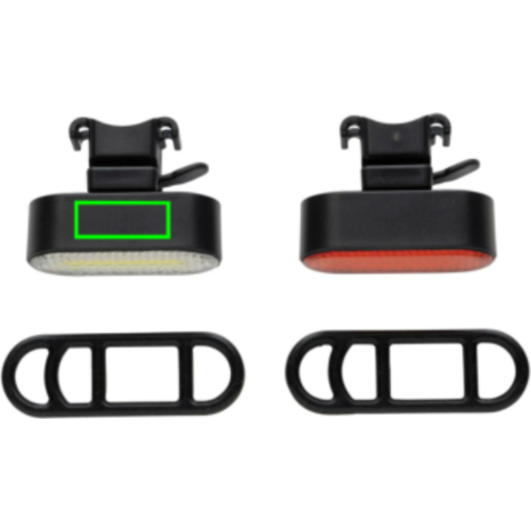 Lumino USB Fahrradlicht-Set aus RCS recyceltem Kunststoff schwarz bedrucken, Art.-Nr. P513.8401 Lumino USB Fahrradlicht-Set aus RCS recyceltem Kunststoff schwarz bedrucken, Art.-Nr. P513.8401