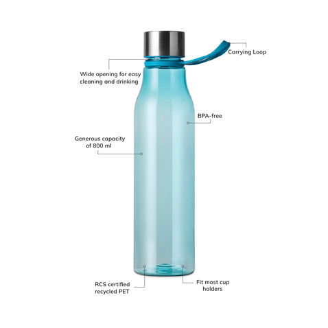 VINGA Lean 800ml RCS RPET Wasserflasche blau bedrucken, Art.-Nr. V4330505
