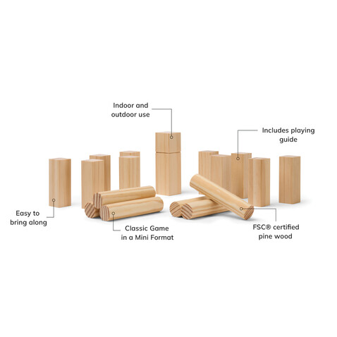 VINGA Kubb Mini Spiel braun bedrucken, Art.-Nr. V4532309 VINGA Kubb Mini Spiel braun bedrucken, Art.-Nr. V4532309