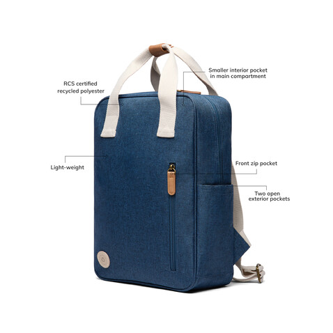 VINGA Sortino RCS Rucksack blau bedrucken, Art.-Nr. V7600105 VINGA Sortino RCS Rucksack blau bedrucken, Art.-Nr. V7600105