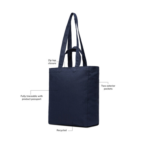 VINGA Hilo AWARE™ Tasche mit Reißverschluss aus rec. Canvas navy blau bedrucken, Art.-Nr. V7620525 VINGA Hilo AWARE™ Tasche mit Reißverschluss aus rec. Canvas navy blau bedrucken, Art.-Nr. V7620525