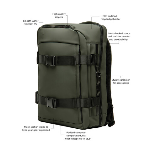 VINGA Baltimore RCS Abenteuer-Rucksack grün bedrucken, Art.-Nr. V7750107