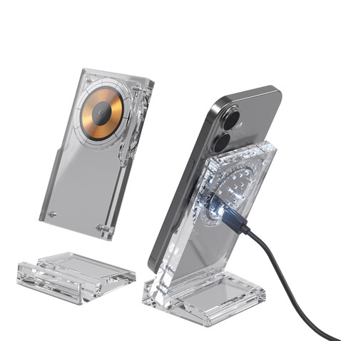 Magcharge 15W magnetischer Wireless-Charging-Stand transparent bedrucken, Art.-Nr. P309.0800 Magcharge 15W magnetischer Wireless-Charging-Stand transparent bedrucken, Art.-Nr. P309.0800