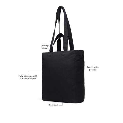 VINGA Hilo AWARE™ Tasche mit Reißverschluss aus rec. Canvas schwarz bedrucken, Art.-Nr. V7620501 VINGA Hilo AWARE™ Tasche mit Reißverschluss aus rec. Canvas schwarz bedrucken, Art.-Nr. V7620501