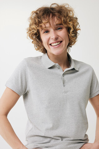 IQONIQ Yosemite Damen Piqué-Poloshirt aus rec. Baumwolle heather grey bedrucken, Art.-Nr. T4200.013.XXXL