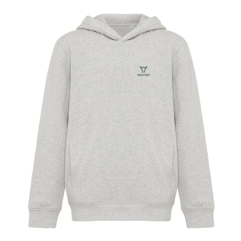 IQONIQ Yengo KidsHoodie mit Seitentaschen aus rec. Baumwolle light heather grey bedrucken, Art.-Nr. T6404.032.1314