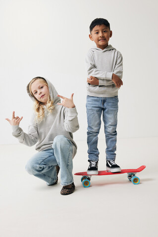 IQONIQ Yengo KidsHoodie mit Seitentaschen aus rec. Baumwolle light heather grey bedrucken, Art.-Nr. T6404.032.1314