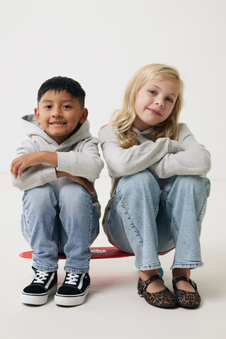 IQONIQ Yengo KidsHoodie mit Seitentaschen aus rec. Baumwolle light heather grey bedrucken, Art.-Nr. T6404.032.1314