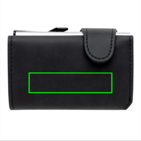 Aluminium RFID Kartenhalter mit PU-Börse schwarz bedrucken, Art.-Nr. P850.341 Aluminium RFID Kartenhalter mit PU-Börse schwarz bedrucken, Art.-Nr. P850.341