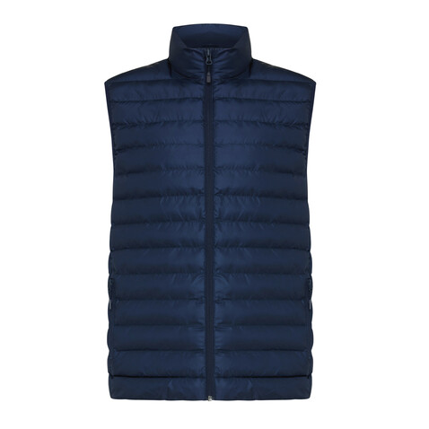 IQONIQ Meru Herren Bodywarmer aus recyceltem Polyester navy blau bedrucken, Art.-Nr. T1702.002.M