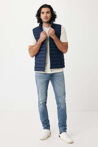IQONIQ Meru Herren Bodywarmer aus recyceltem Polyester navy blau bedrucken, Art.-Nr. T1702.002.M