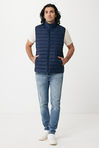 IQONIQ Meru Herren Bodywarmer aus recyceltem Polyester navy blau bedrucken, Art.-Nr. T1702.002.M