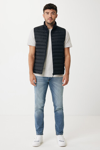 IQONIQ Meru Herren Bodywarmer aus recyceltem Polyester schwarz bedrucken, Art.-Nr. T1702.001.4XL