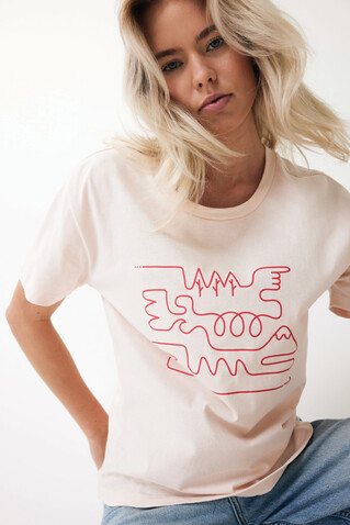 IQONIQ Yala Damen T-Shirt aus recycelter Baumwolle cloud pink bedrucken, Art.-Nr. T4100.039.L