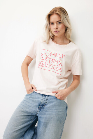 IQONIQ Yala Damen T-Shirt aus recycelter Baumwolle cloud pink bedrucken, Art.-Nr. T4100.039.L