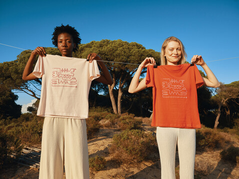IQONIQ Yala Damen T-Shirt aus recycelter Baumwolle cloud pink bedrucken, Art.-Nr. T4100.039.L