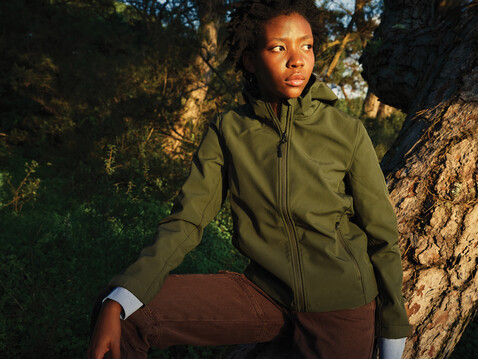 IQONIQ Makalu Damen Softshelljacke aus recyceltem Polyester khaki bedrucken, Art.-Nr. T4700.020.L