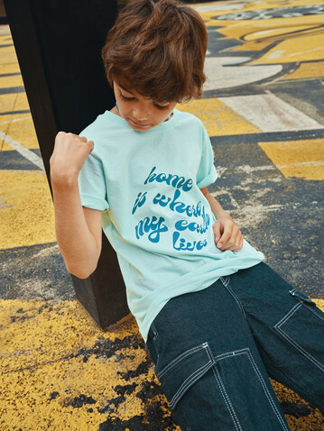 IQONIQ Koli Kids T-Shirt aus recycelter Baumwolle crushed mint bedrucken, Art.-Nr. T6100.037.56