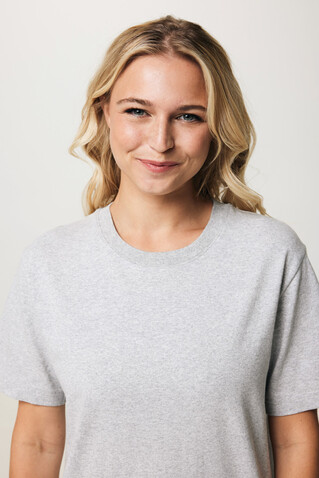 IQONIQ Kakadu relaxed T-Shirt aus recycelter Baumwolle heather grey bedrucken, Art.-Nr. T9103.013.XXS