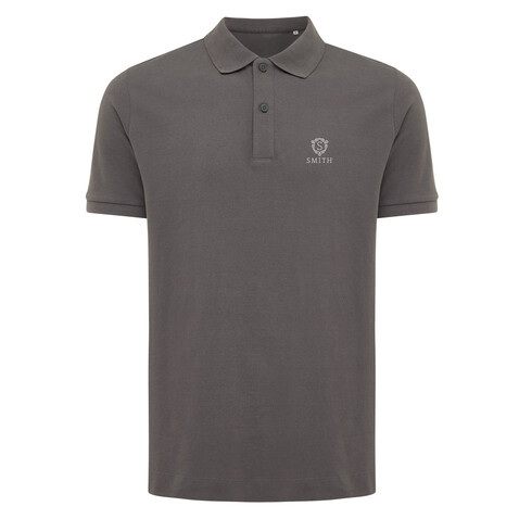 IQONIQ Yosemite Piqué-Poloshirt aus recycelter Baumwolle anthrazit bedrucken, Art.-Nr. T9200.019.S