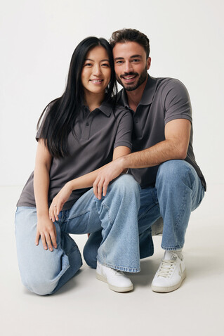 IQONIQ Yosemite Piqué-Poloshirt aus recycelter Baumwolle anthrazit bedrucken, Art.-Nr. T9200.019.S