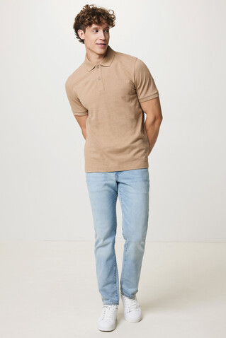 IQONIQ Yosemite Piqué-Poloshirt aus recycelter Baumwolle heather brown bedrucken, Art.-Nr. T9200.017.L