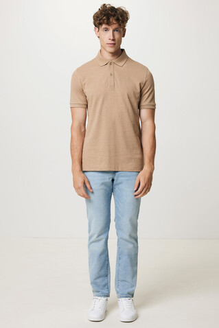 IQONIQ Yosemite Piqué-Poloshirt aus recycelter Baumwolle heather brown bedrucken, Art.-Nr. T9200.017.L