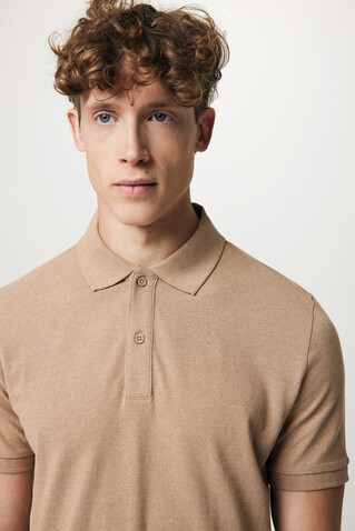 IQONIQ Yosemite Piqué-Poloshirt aus recycelter Baumwolle heather brown bedrucken, Art.-Nr. T9200.017.L