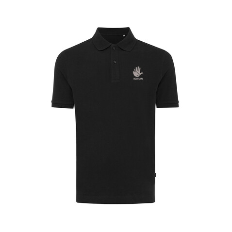 IQONIQ Yosemite Piqué-Poloshirt aus recycelter Baumwolle schwarz bedrucken, Art.-Nr. T9200.001.M