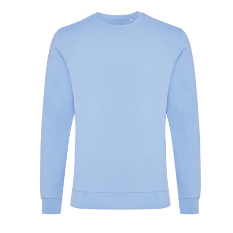IQONIQ Zion Rundhals-Sweater aus recycelter Baumwolle sky blue bedrucken, Art.-Nr. T9300.022.L