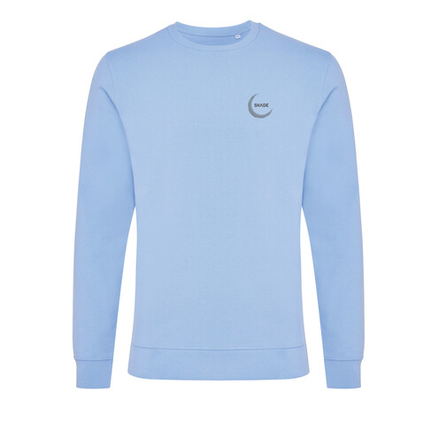 IQONIQ Zion Rundhals-Sweater aus recycelter Baumwolle sky blue bedrucken, Art.-Nr. T9300.022.L