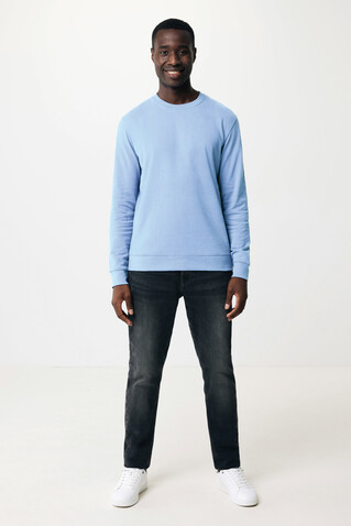 IQONIQ Zion Rundhals-Sweater aus recycelter Baumwolle sky blue bedrucken, Art.-Nr. T9300.022.L