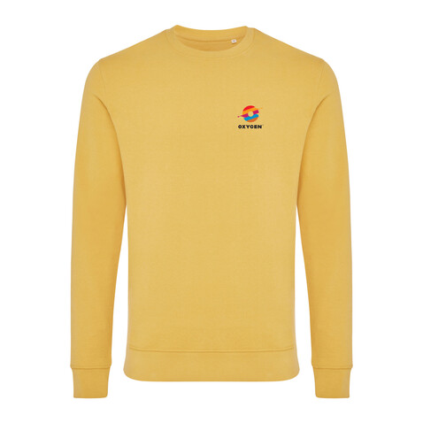 IQONIQ Zion Rundhals-Sweater aus recycelter Baumwolle ochre yellow bedrucken, Art.-Nr. T9300.021.XXL IQONIQ Zion Rundhals-Sweater aus recycelter Baumwolle ochre yellow bedrucken, Art.-Nr. T9300.021.XXL