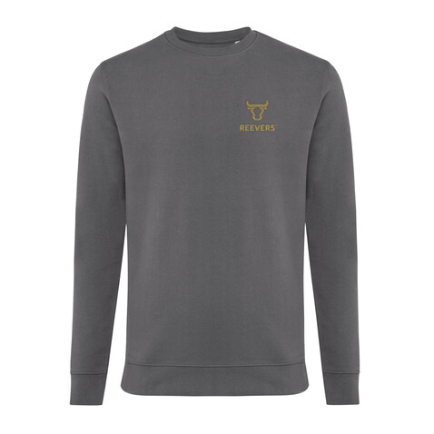 IQONIQ Zion Rundhals-Sweater aus recycelter Baumwolle anthrazit bedrucken, Art.-Nr. T9300.019.M