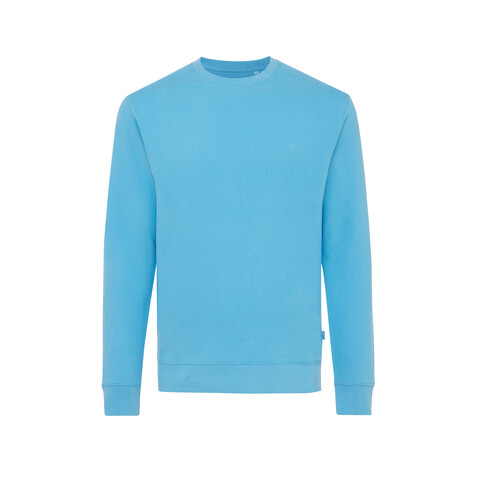 IQONIQ Zion Rundhals-Sweater aus recycelter Baumwolle tranquil blue bedrucken, Art.-Nr. T9300.010.XS