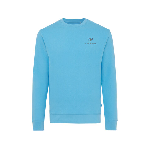 IQONIQ Zion Rundhals-Sweater aus recycelter Baumwolle tranquil blue bedrucken, Art.-Nr. T9300.010.XS