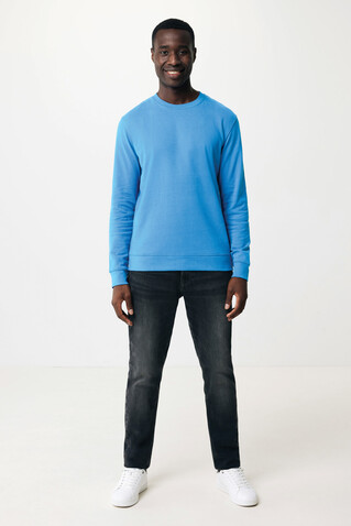 IQONIQ Zion Rundhals-Sweater aus recycelter Baumwolle tranquil blue bedrucken, Art.-Nr. T9300.010.XS