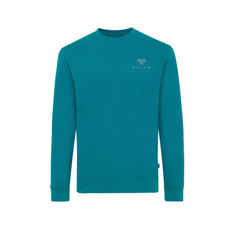 IQONIQ Zion Rundhals-Sweater aus recycelter Baumwolle verdigris bedrucken, Art.-Nr. T9300.009.XXL
