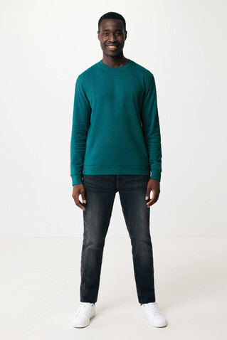 IQONIQ Zion Rundhals-Sweater aus recycelter Baumwolle verdigris bedrucken, Art.-Nr. T9300.009.XXL