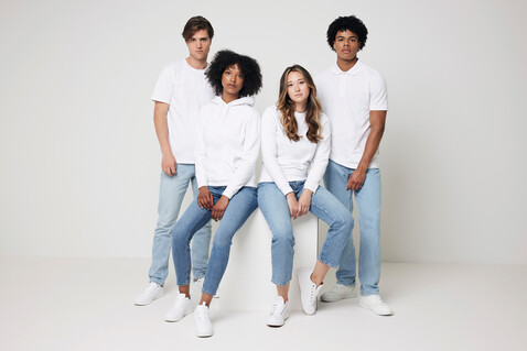 IQONIQ Zion Rundhals-Sweater aus recycelter Baumwolle recycled white bedrucken, Art.-Nr. T9300.004.XXXL